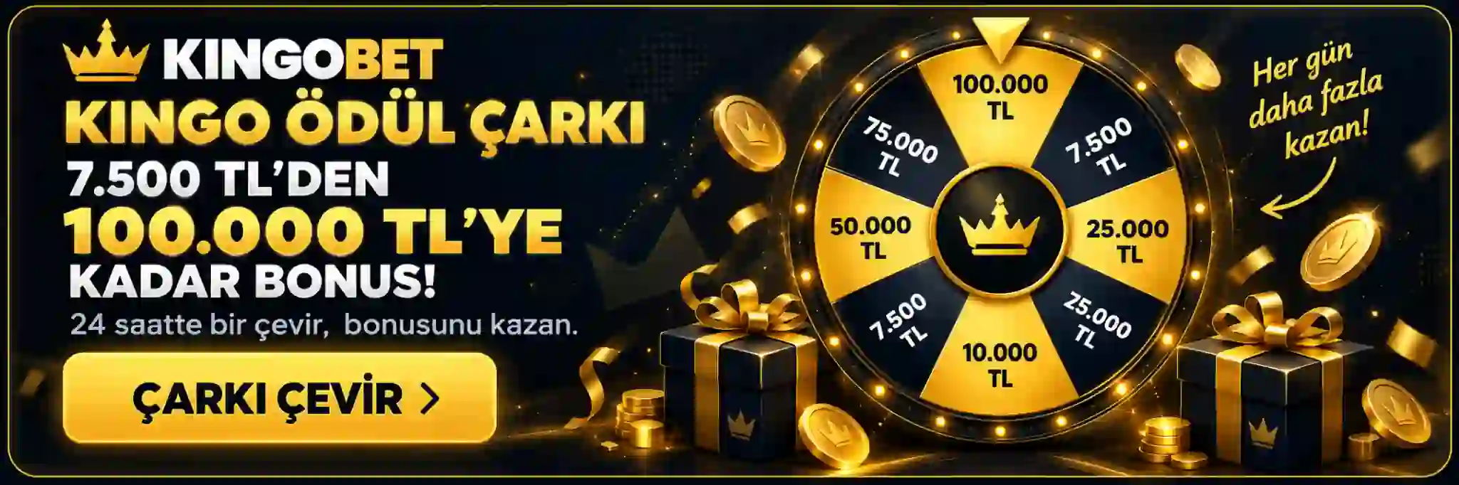 KINGO Ödül Çarkı — 100.000 TL'ye kadar bonus
